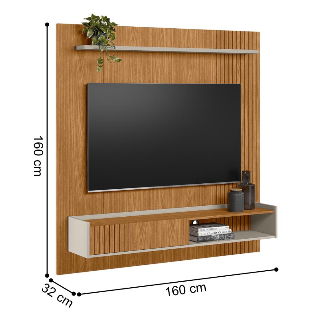 Painel para TV de 65 Polegadas Frisado Vigo Nature Off-White
