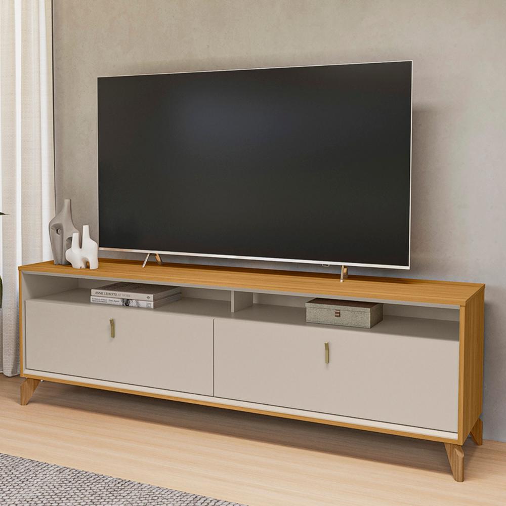 Rack Bancada Dubai 1.8 Para TV até 75" Polegadas Tauari/Off White Fosco