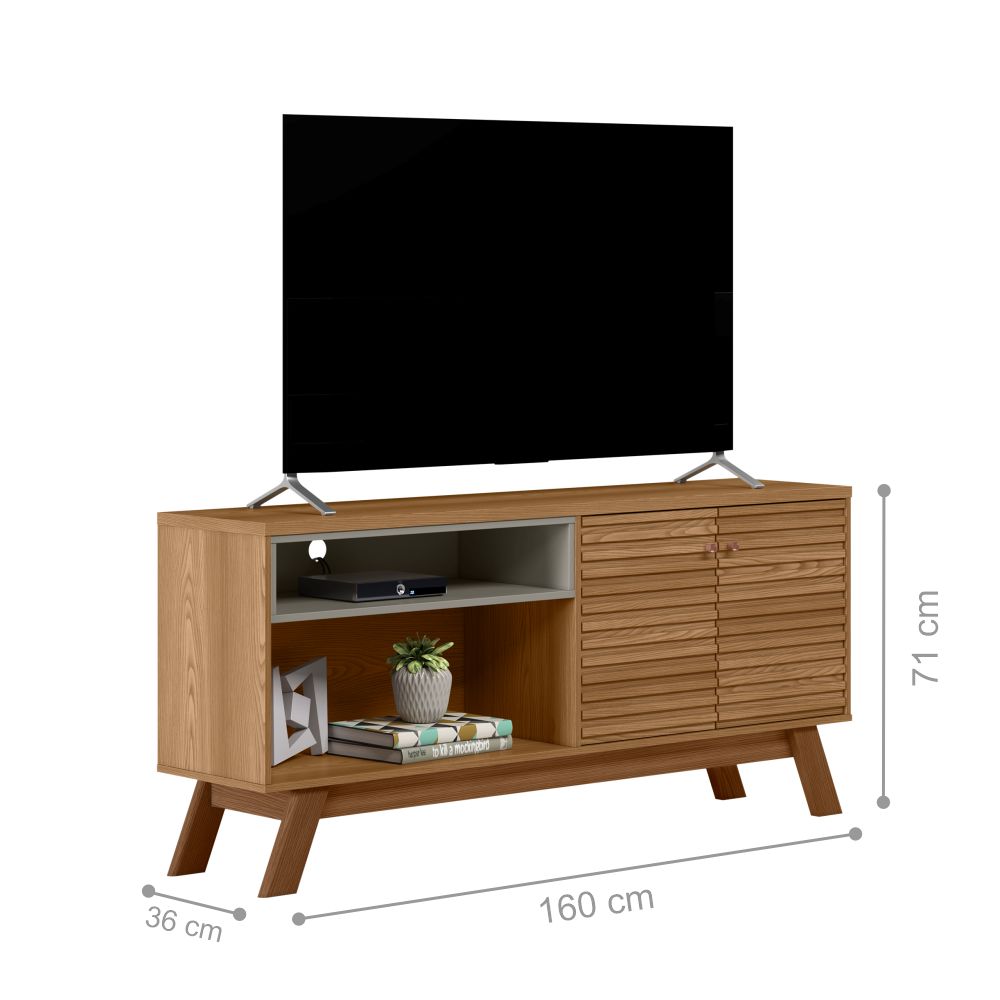 Rack Retro para TV ate 65 Polegadas Colonia Amendoa Titanio