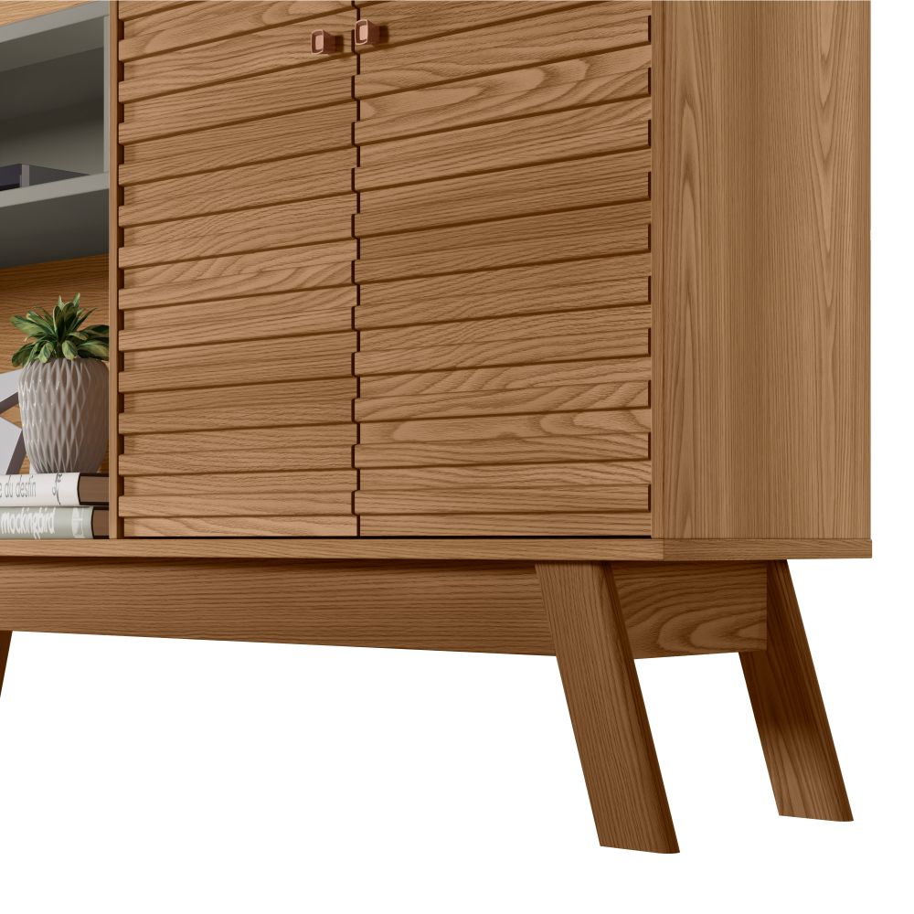 Rack Retro para TV ate 65 Polegadas Colonia Amendoa Titanio
