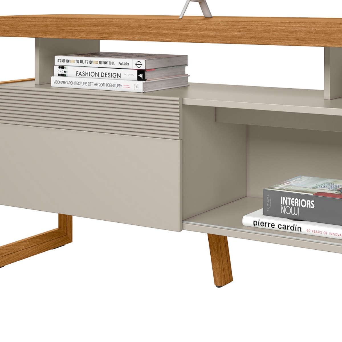 Rack TV até 70' Pé com Moldura Leicester Nature Off-White