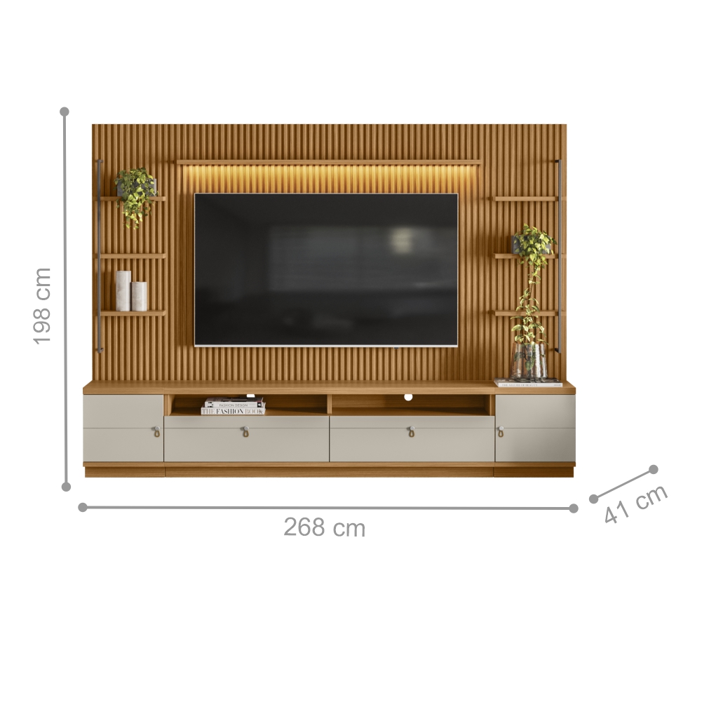 Rack e Painel para TV com 2 Modulos Laterais Hunt Nature Off-White
