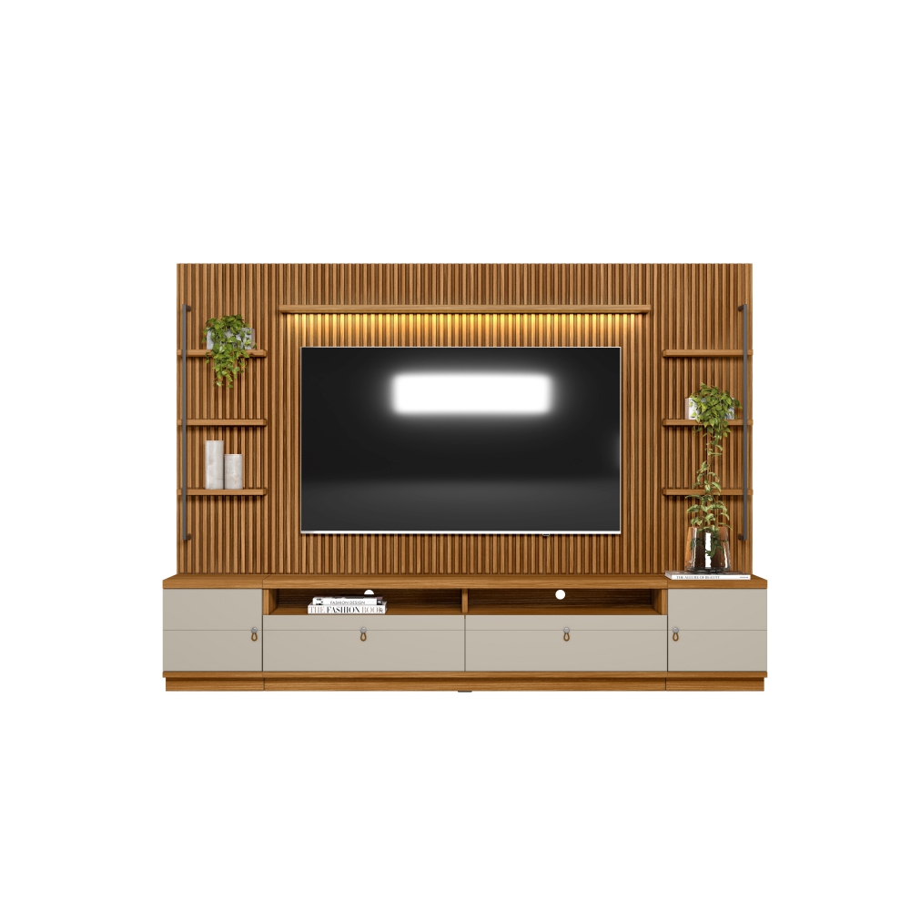 Rack e Painel para TV com 2 Modulos Laterais Hunt Nature Off-White