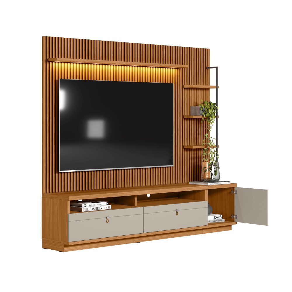 Rack e Painel para TV com Modulo Lateral Bond Nature Off-White