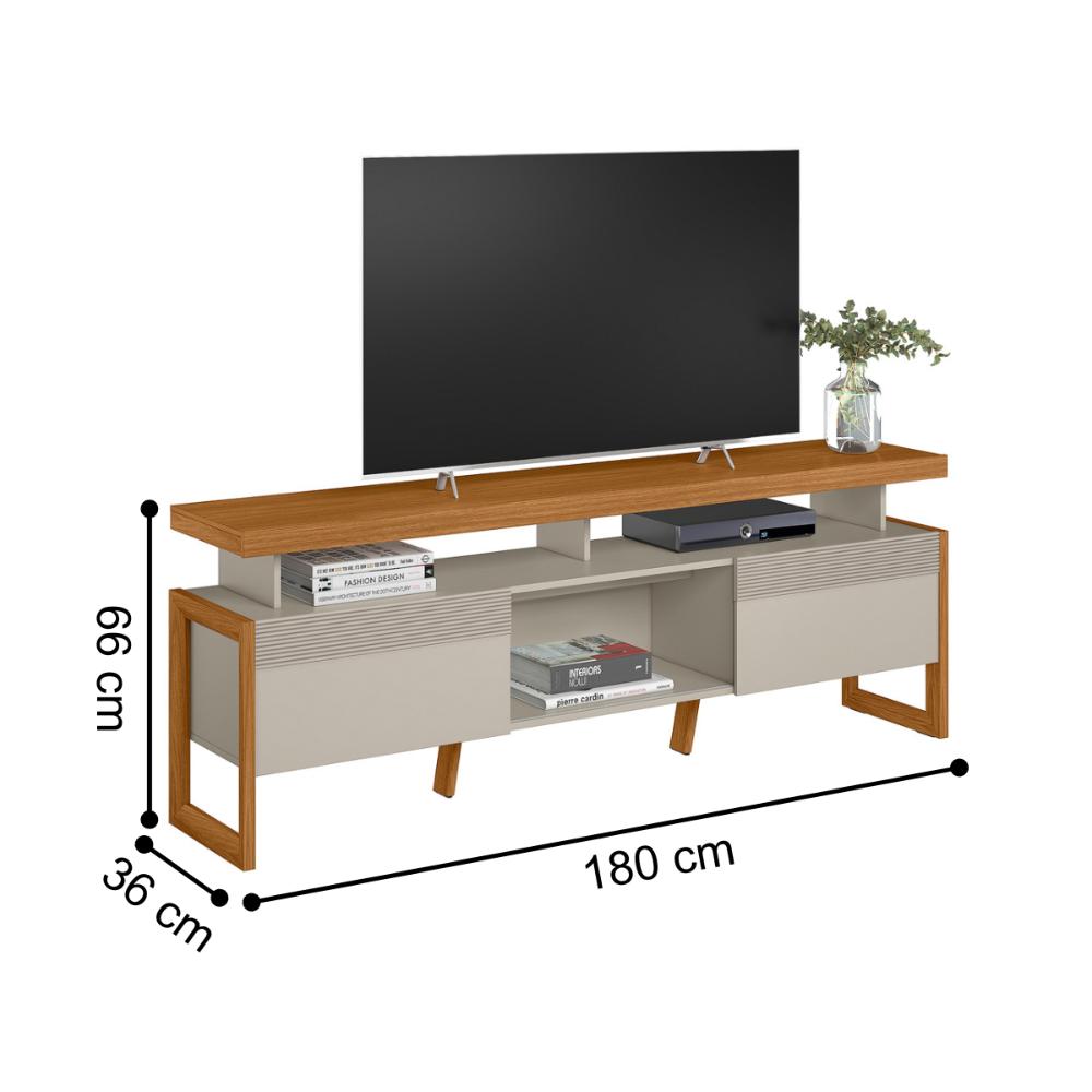 Rack para TV 70' com Moldura no Pé Bristol Nature Off-White