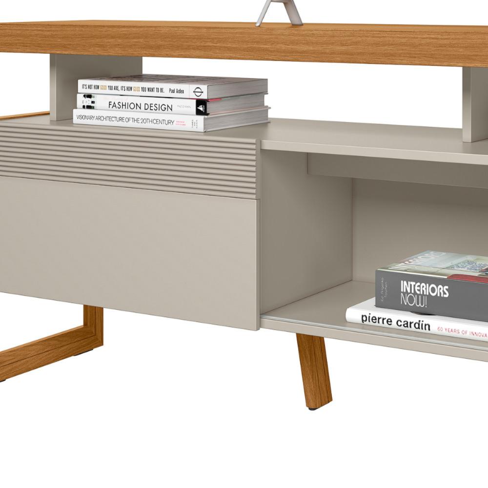 Rack para TV 70' com Moldura no Pé Bristol Nature Off-White