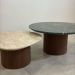 Conjunto de duas Mesas de Centro Orgânica 100 cm Mármore Guatemala &amp; Travertino