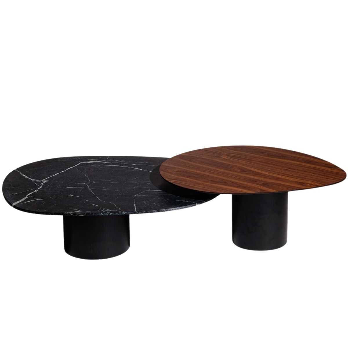 Conjunto de duas Mesas de Centro Orgânica 100 cm Mármore e Mdf