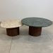 Conjunto de duas Mesas de Centro Orgânica 80 cm Mármore Guatemala &amp; Travertino
