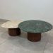 Conjunto de duas Mesas de Centro Orgânica 80 cm Mármore Guatemala &amp; Travertino
