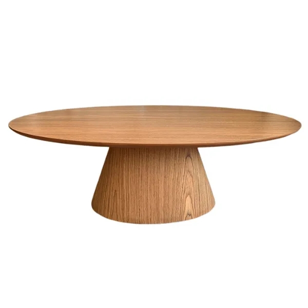 Mesa De Centro Cone Oval 137x90 cm Base Madeira Freijó Tampo Freijó