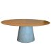 Mesa De Jantar Cone Oval 180x100 Cm Base Cimento Queimado Tampo Freijó
