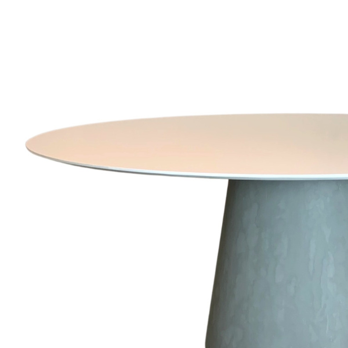 Mesa De Jantar Cone Oval 180x100 Cm Base Cimento Queimado Tampo Laqueado Branco