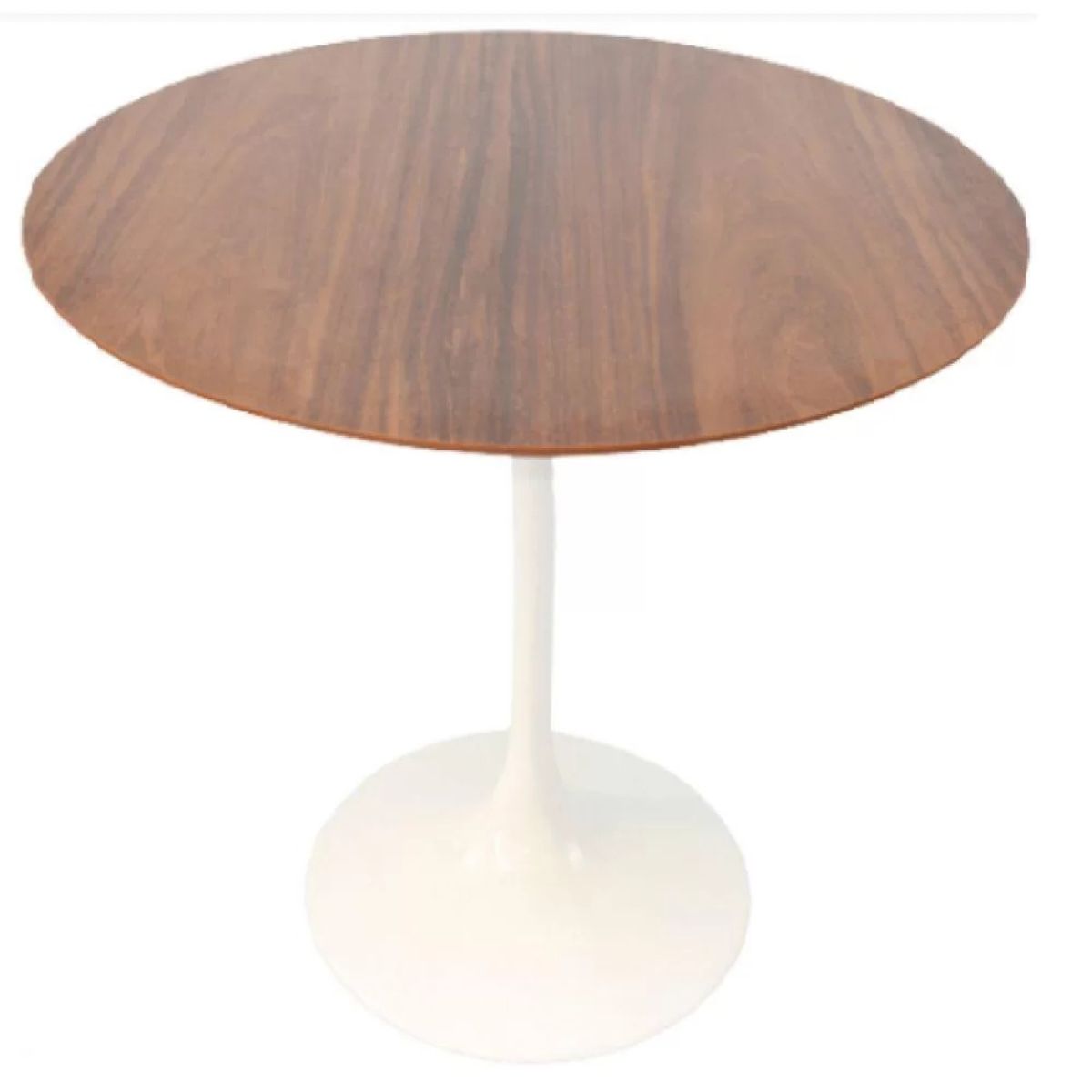 Mesa Lateral Tulipa Saarinen Redonda 51 cm - Imbuia Base Branca