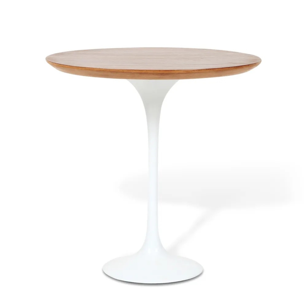 Mesa Lateral Tulipa Saarinen Redonda 51 cm - Imbuia Base Branca