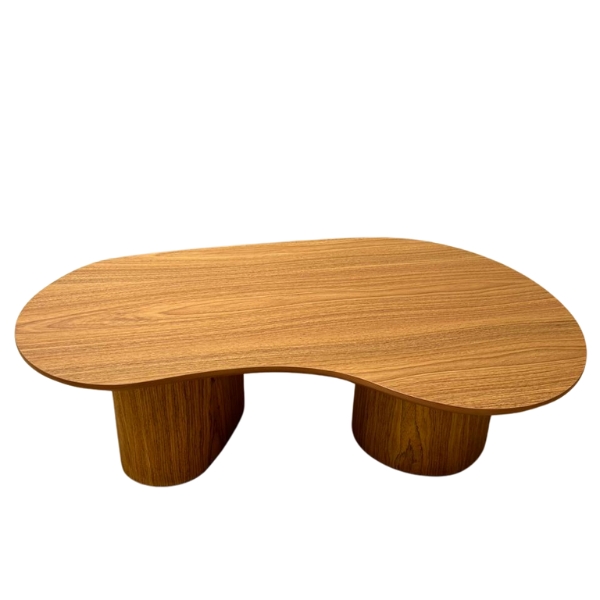 Mesa de Centro Cone Orgânica Oval 137x90 cm com 2 Base Madeira Freijó Tampo Freijó