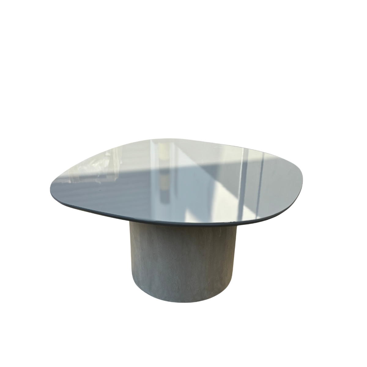 Mesa de Centro Orgânica 80 cm Base Cimento Queimado Tampo Laqueado Fendi