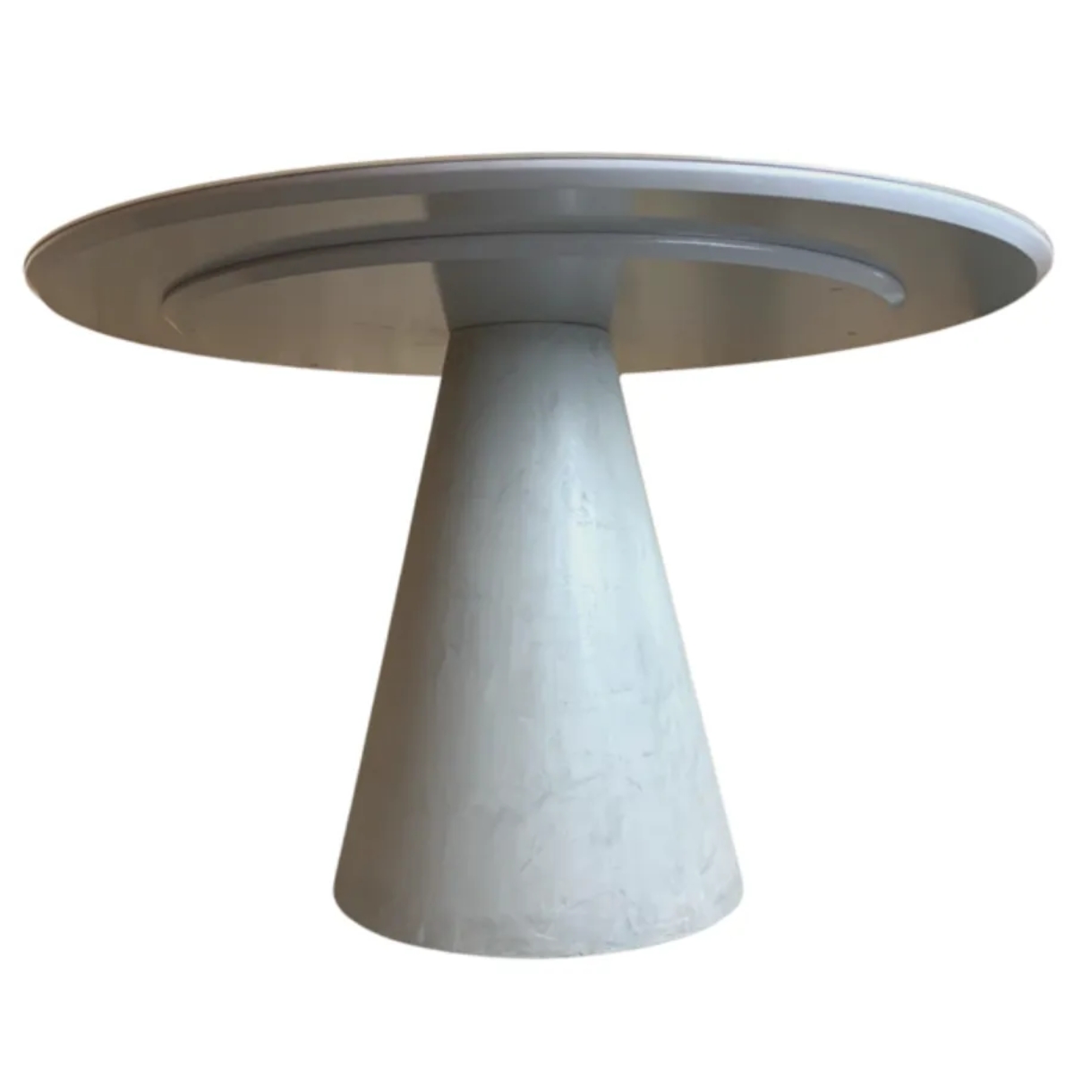 Mesa de Jantar Cone Cimento Queimado 80 cm Tampo Laqueado Branco
