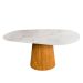Mesa de Jantar Cone Orgânica 137x90 cm Mármore Branco Extra e Base Freijó