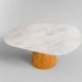 Mesa de Jantar Cone Orgânica 244x137 cm Mármore Branco Extra e Base Freijó