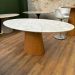 Mesa de Jantar Cone Oval 120x80 cm Base Madeira Freijó Tampo Calacato Bronzeado