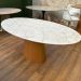 Mesa de Jantar Cone Oval 120x80 cm Base Madeira Freijó Tampo Calacato Bronzeado