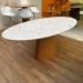 Mesa de Jantar Cone Oval 120x80 cm Base Madeira Freijó Tampo Calacato Bronzeado