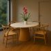 Mesa de Jantar Cone Oval 120x80 cm Mármore Branco Extra Base Freijó