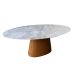 Mesa de Jantar Cone Oval 120x80 cm Mármore Branco Extra Base Freijó