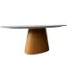 Mesa de Jantar Cone Oval 120x80 cm Mármore Branco Extra Base Freijó