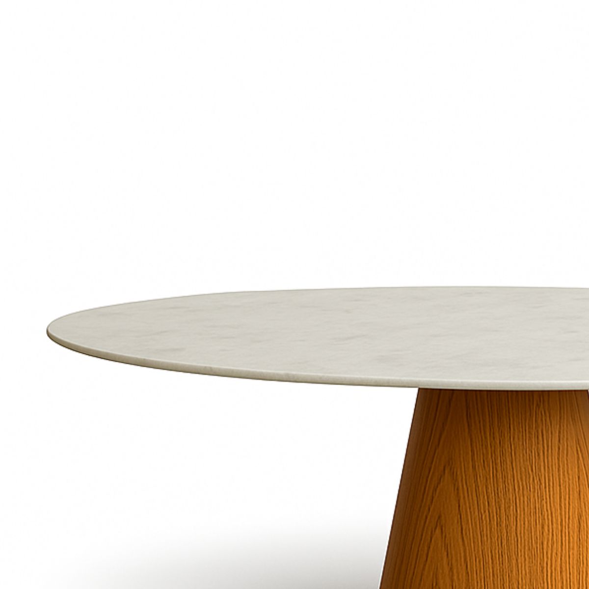 Mesa de Jantar Cone Oval 198x122 cm Mármore Branco Extra Base Freijó