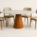 Mesa de Jantar Cone Oval 198x122 cm Mármore Branco Extra Base Freijó