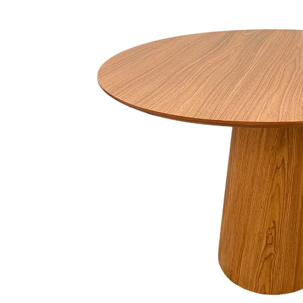 Mesa de Jantar Cone Redonda 100 cm Base Madeira Freijó Tampo Freijó