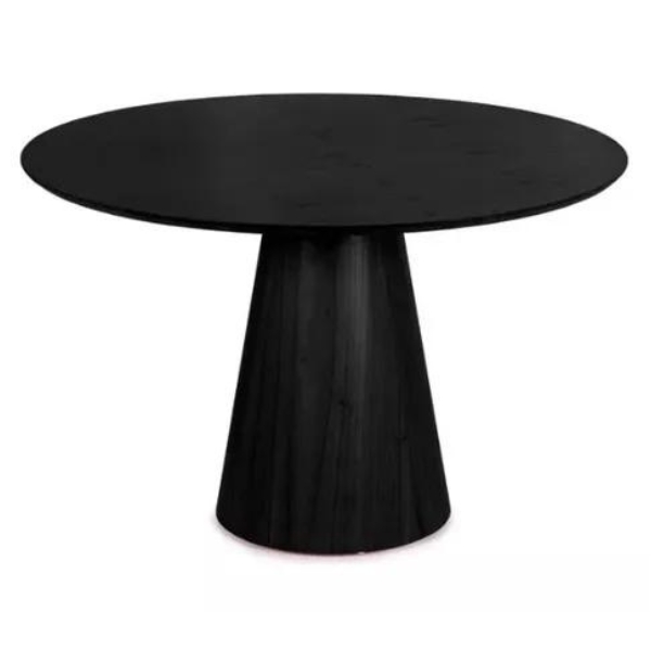 Mesa de Jantar Cone Redonda 120 cm Base Madeira Ébano Tampo Ébano