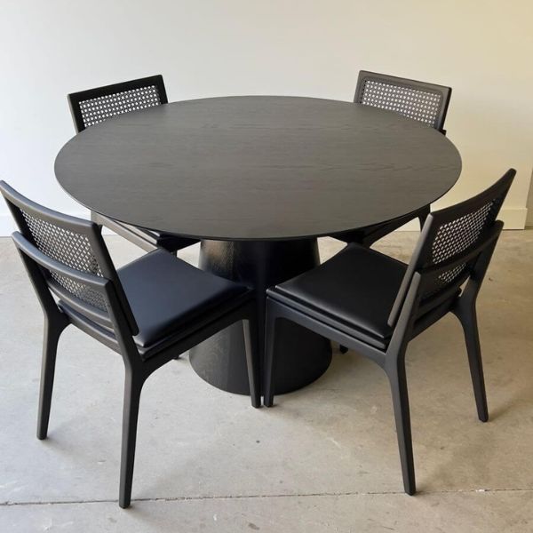 Mesa de Jantar Cone Redonda 120 cm Base Madeira Ébano Tampo Ébano
