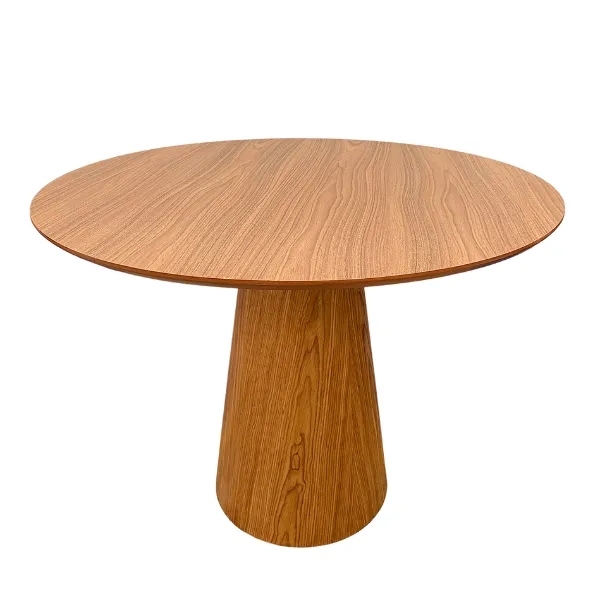Mesa de Jantar Cone Redonda 120 cm Base Madeira Freijó Tampo Freijó