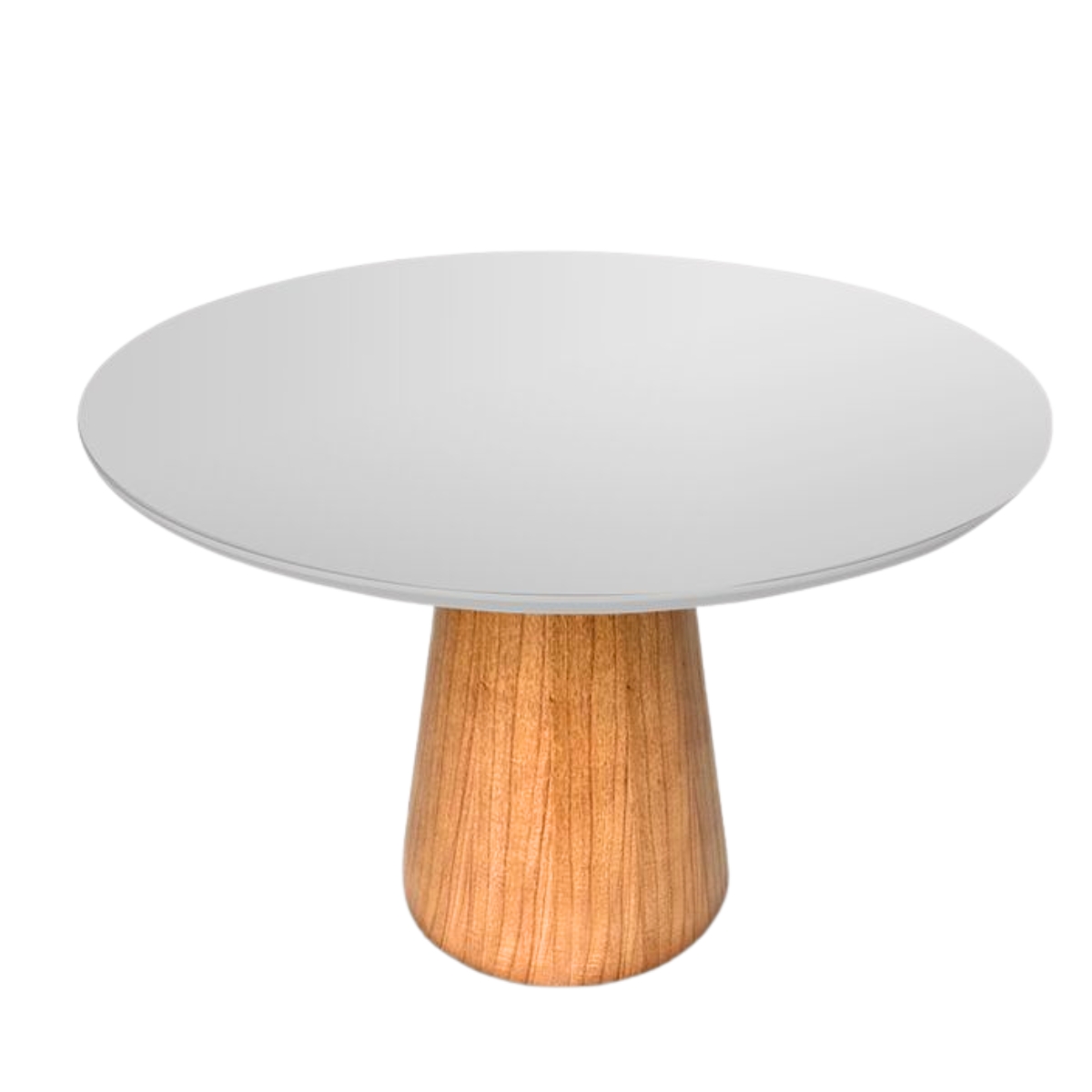 Mesa de Jantar Cone Redonda 150 cm Base Madeira Freijó Tampo Laqueado
