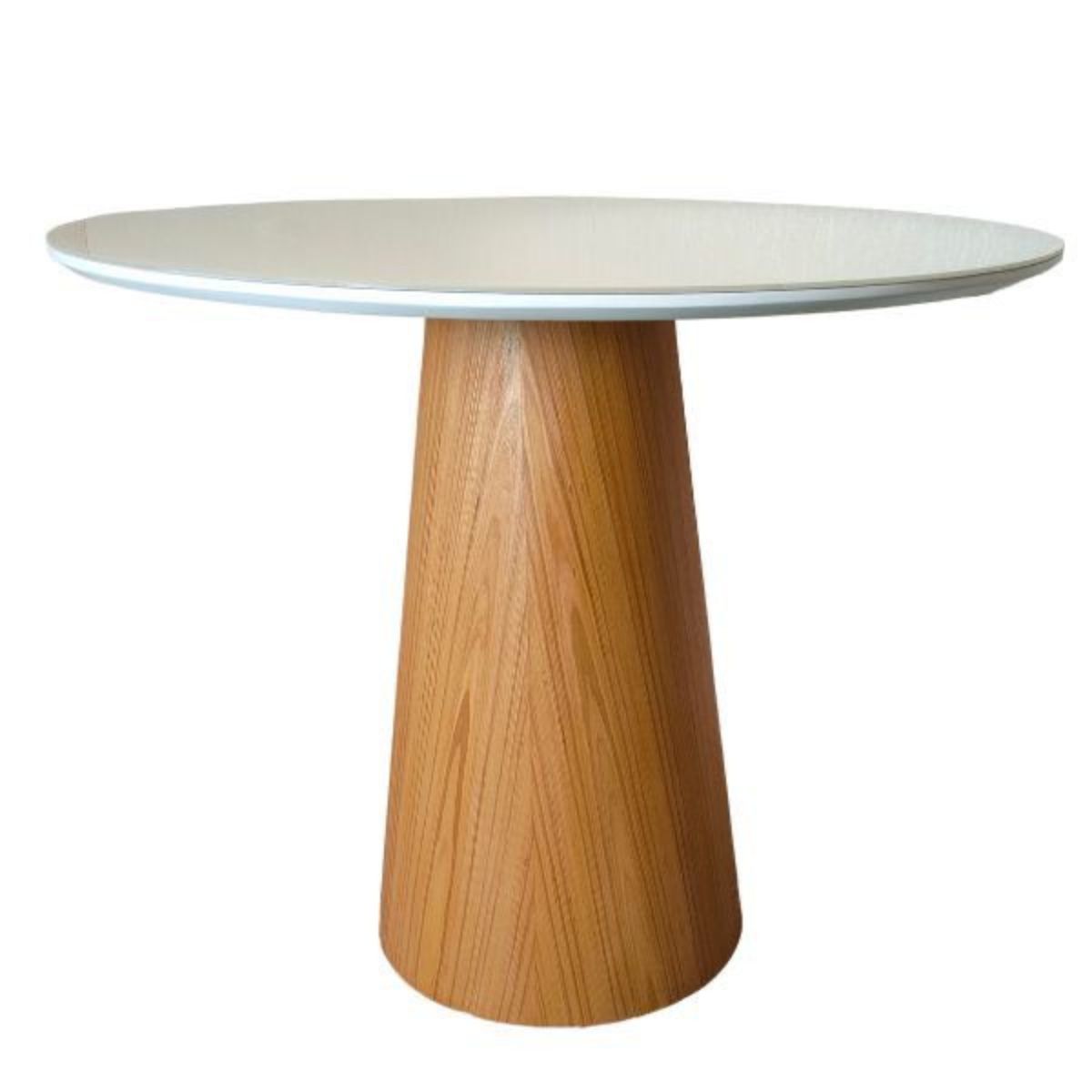 Mesa de Jantar Cone Redonda 150 cm Base Madeira Freijó Tampo Laqueado