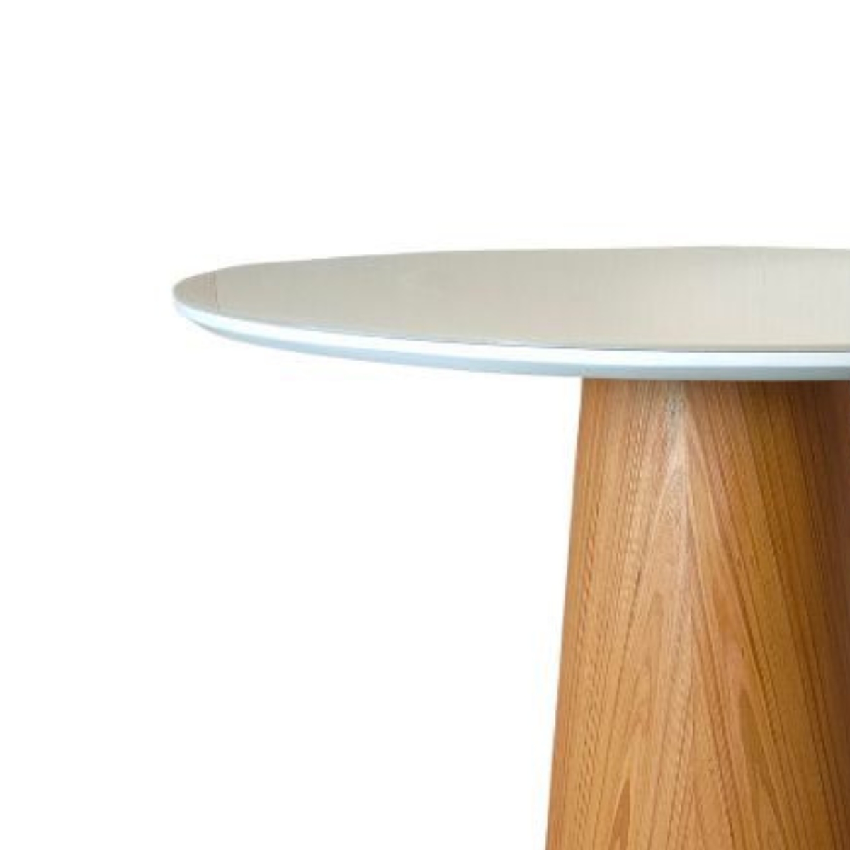 Mesa de Jantar Cone Redonda 150 cm Base Madeira Freijó Tampo Laqueado