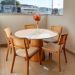 Mesa de Jantar Cone Redonda 160 cm Base Madeira Freijó Tampo Laqueado Branco