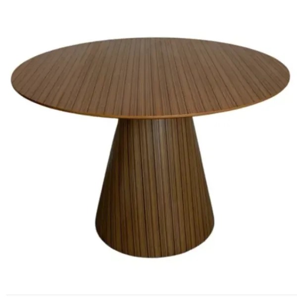 Mesa de Jantar Cone Redonda 90 cm Base Madeira Pau Ferro