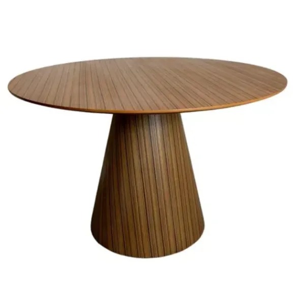 Mesa de Jantar Cone Redonda 90 cm Base Madeira Pau Ferro