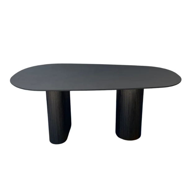 Mesa de Jantar Cone orgânica Oval 137x90 cm com 2 Base Ebano Tampo Ebano