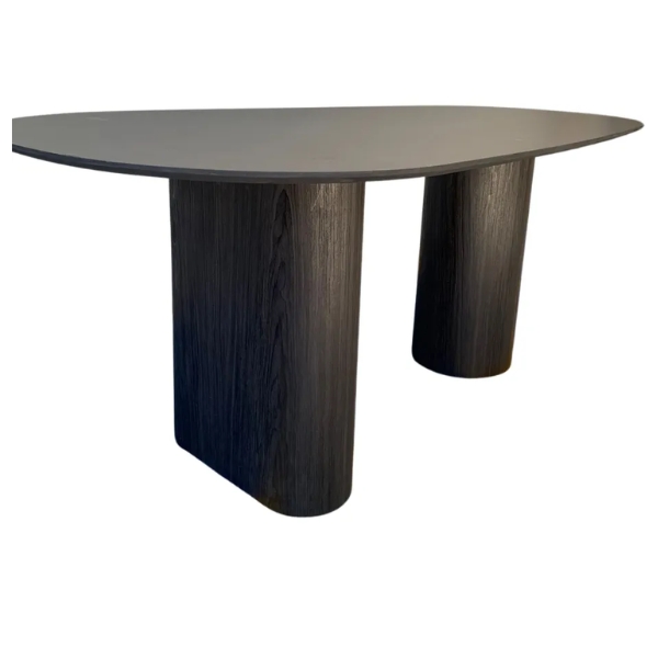 Mesa de Jantar Cone orgânica Oval 137x90 cm com 2 Base Ebano Tampo Ebano