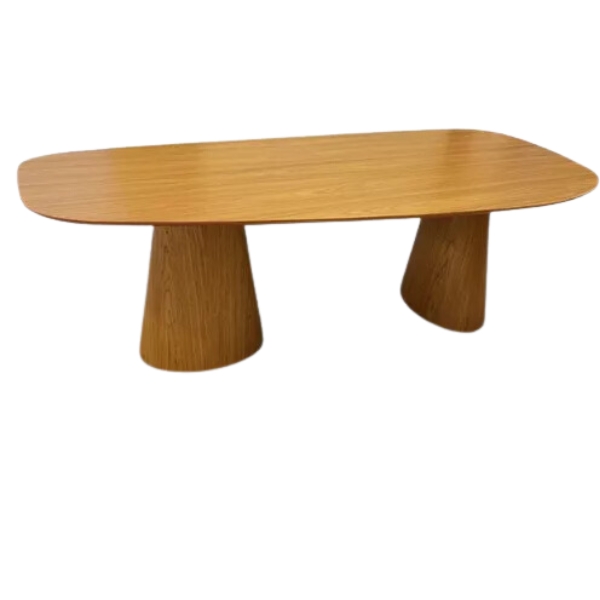 Mesa de Jantar Cone orgânica Oval 160x90 cm com 2 Base Freijó Tampo Freijó