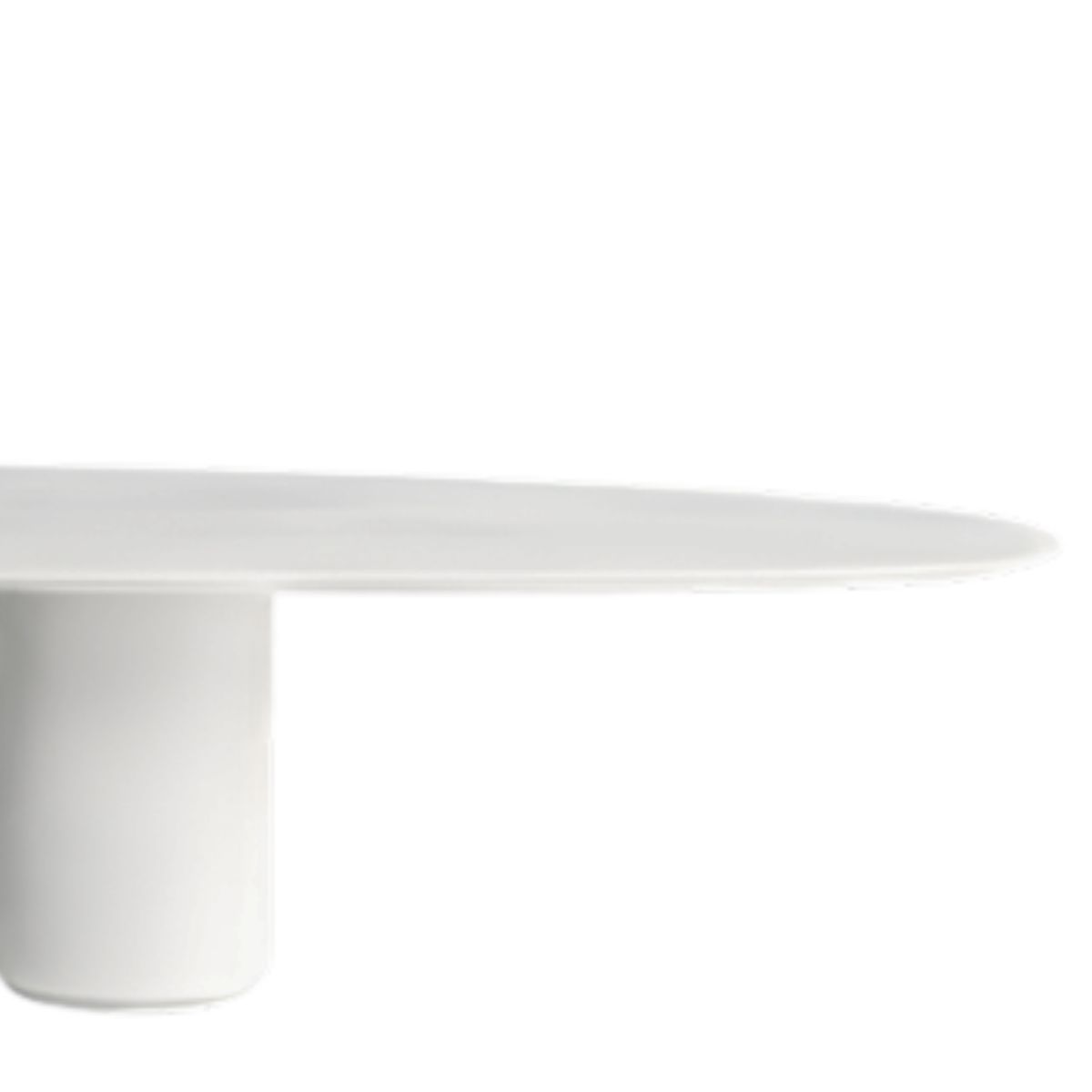 Mesa de Jantar Oásis Orgânica Cilíndrica Laqueado Branco 160x90 cm
