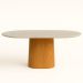 Mesa de Jantar Oblongo 180x100 cm Freijó Tampo Mármore Branco Extra