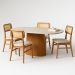Mesa de Jantar Oblongo 180x100 cm Freijó Tampo Mármore Branco Extra