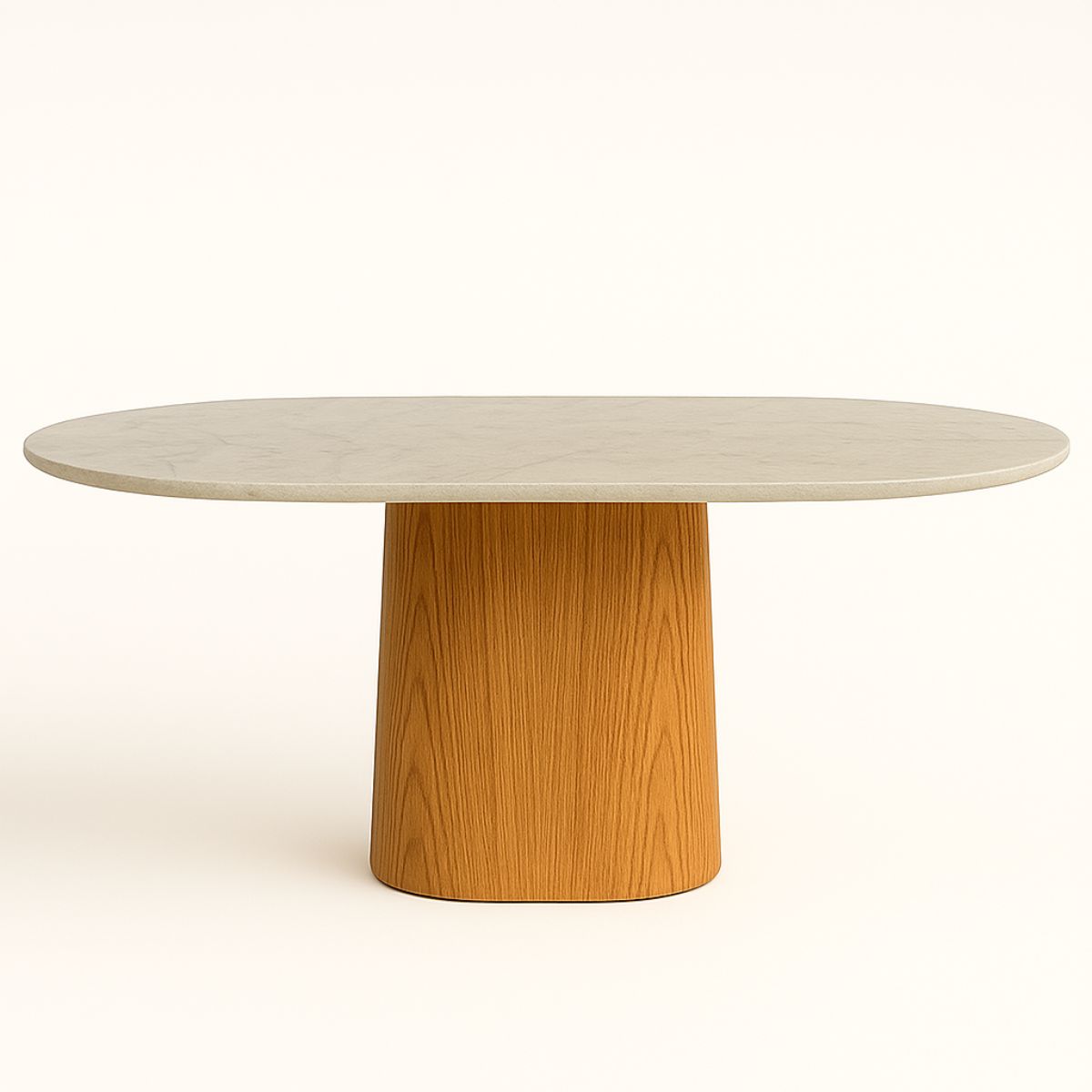 Mesa de Jantar Oblongo 244x137 cm Freijó Tampo Mármore Branco Extra