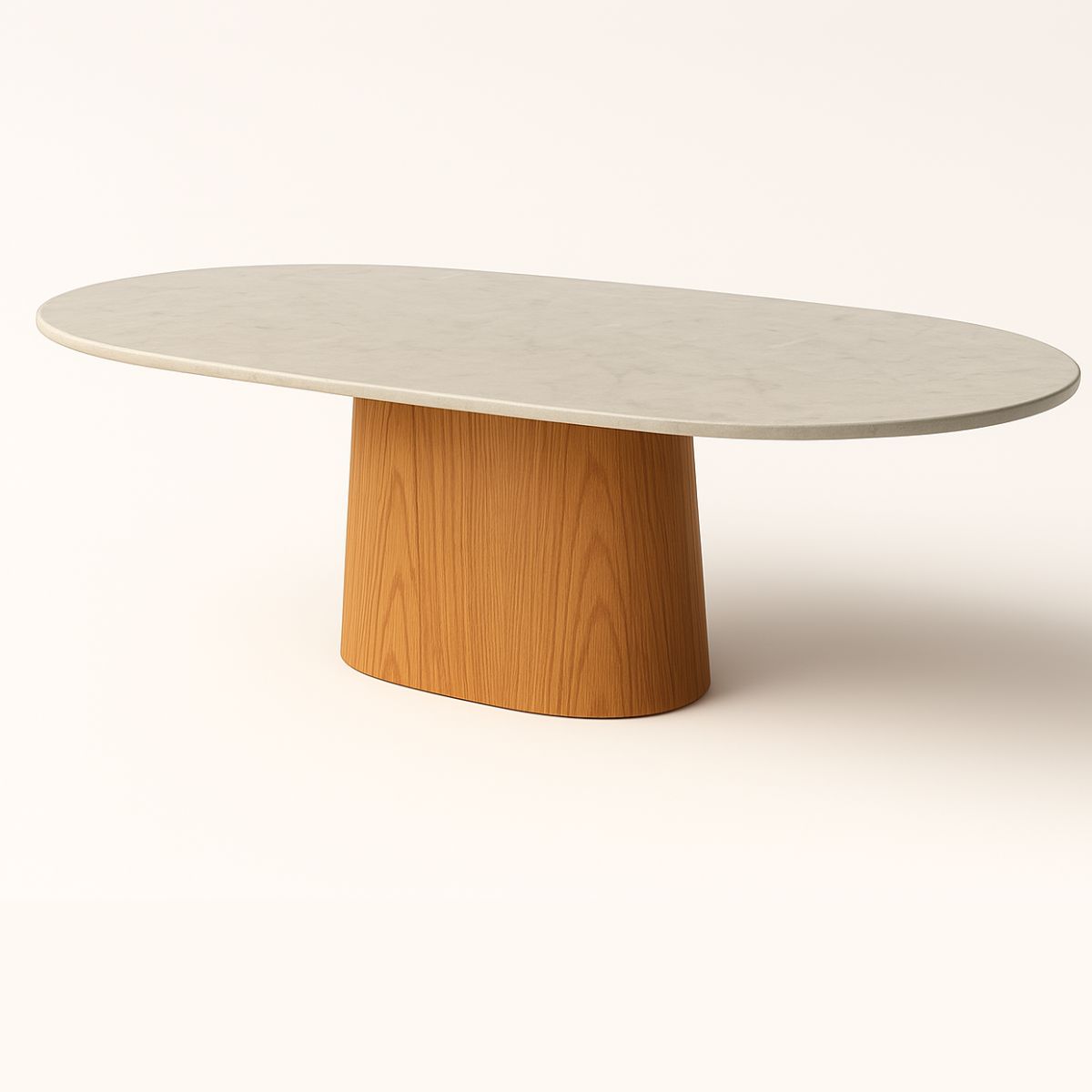Mesa de Jantar Oblongo 244x137 cm Freijó Tampo Mármore Branco Extra
